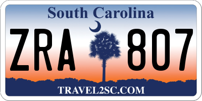 SC license plate ZRA807