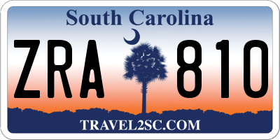 SC license plate ZRA810