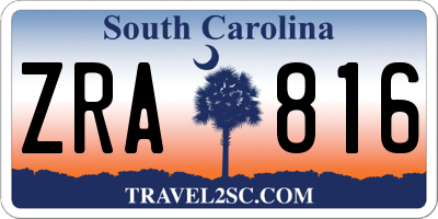 SC license plate ZRA816