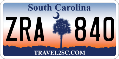 SC license plate ZRA840