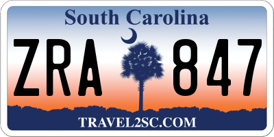 SC license plate ZRA847