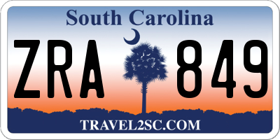 SC license plate ZRA849