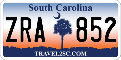 SC license plate ZRA852