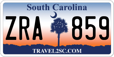 SC license plate ZRA859