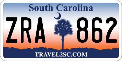 SC license plate ZRA862
