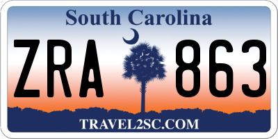 SC license plate ZRA863