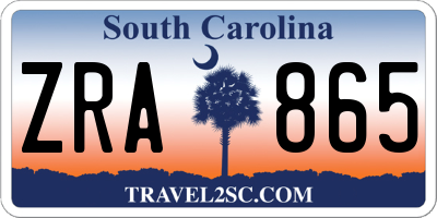 SC license plate ZRA865