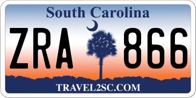 SC license plate ZRA866