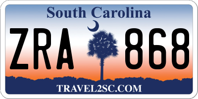 SC license plate ZRA868