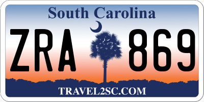 SC license plate ZRA869
