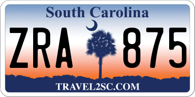 SC license plate ZRA875