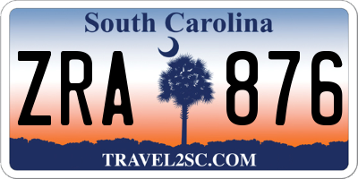 SC license plate ZRA876