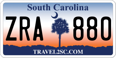 SC license plate ZRA880