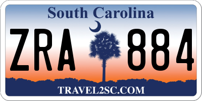 SC license plate ZRA884