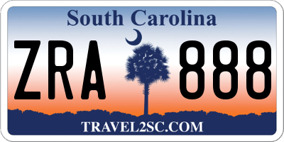 SC license plate ZRA888