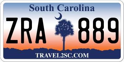 SC license plate ZRA889