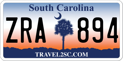 SC license plate ZRA894
