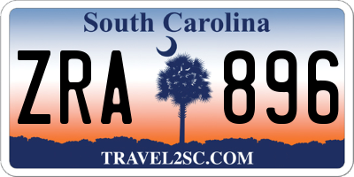 SC license plate ZRA896