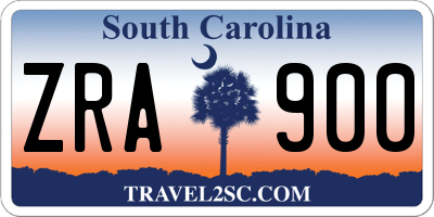 SC license plate ZRA900