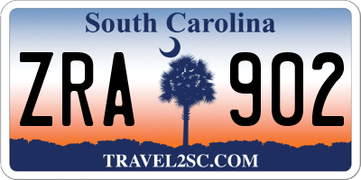 SC license plate ZRA902