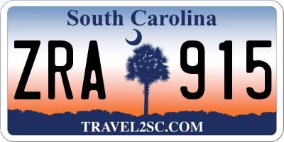 SC license plate ZRA915