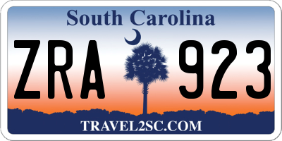 SC license plate ZRA923