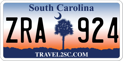 SC license plate ZRA924