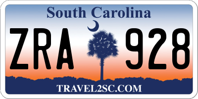 SC license plate ZRA928