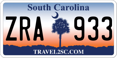 SC license plate ZRA933