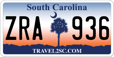SC license plate ZRA936