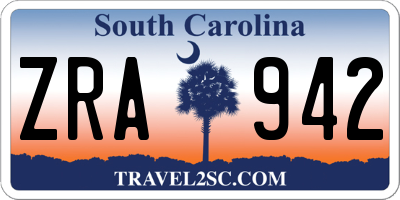 SC license plate ZRA942