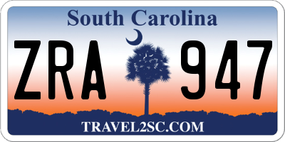 SC license plate ZRA947