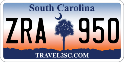 SC license plate ZRA950