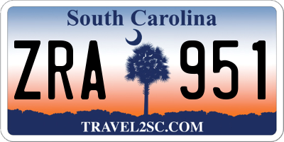 SC license plate ZRA951