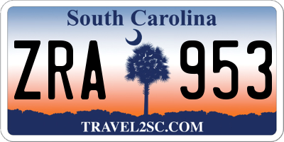 SC license plate ZRA953