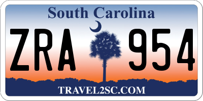 SC license plate ZRA954