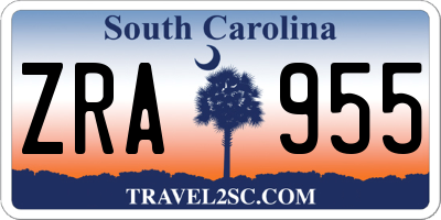 SC license plate ZRA955