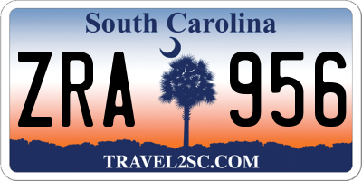 SC license plate ZRA956
