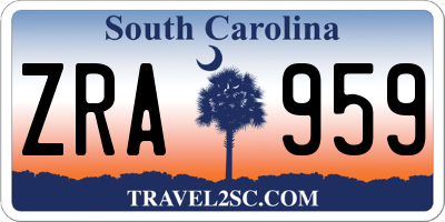 SC license plate ZRA959