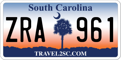 SC license plate ZRA961