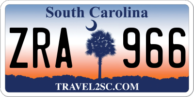 SC license plate ZRA966