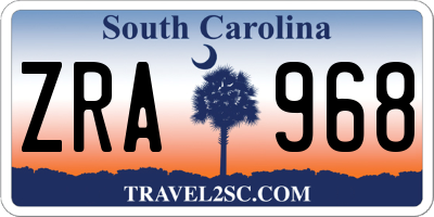 SC license plate ZRA968