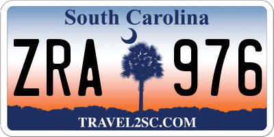SC license plate ZRA976