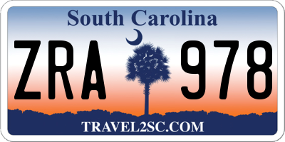 SC license plate ZRA978