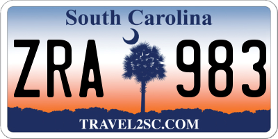 SC license plate ZRA983