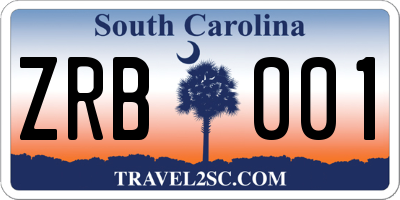 SC license plate ZRB001
