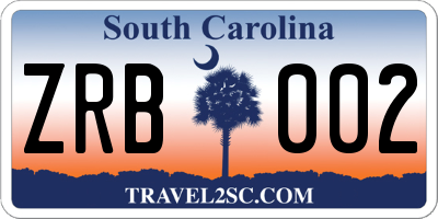 SC license plate ZRB002