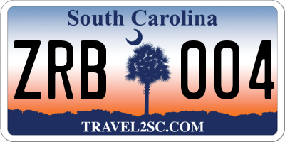 SC license plate ZRB004