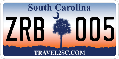 SC license plate ZRB005