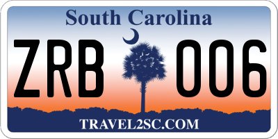 SC license plate ZRB006
